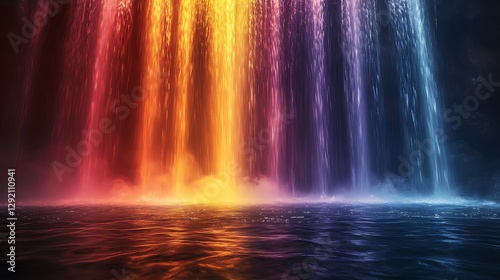 Sparkling waterfall rainbow mist breathtaking view image