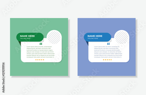Modern client testimonial or social media post design, customer service feedback review post template with star rating