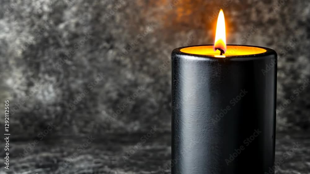 Black candle emits soft glow in dark setting, enhancing mood and creating a serene atmosphere