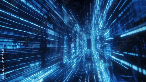 Abstract news concept with blue lines connecting with data.