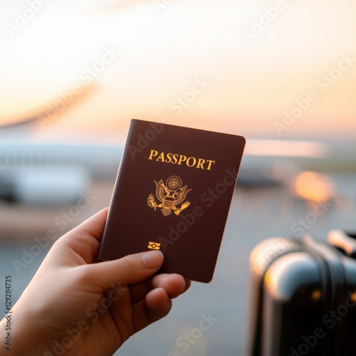 person holding passport at airport