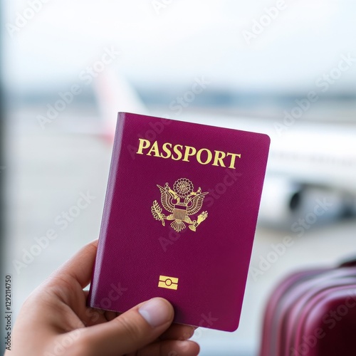 person holding Passport at airport