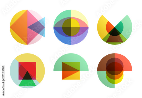 Abstract geometric design. Vector illustration made of various overlapping elements. Applicable for banners, placards, posters, flyers.