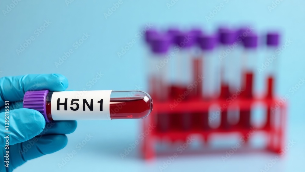 Obraz premium Closeup of h5n1 test tube in laboratory setting