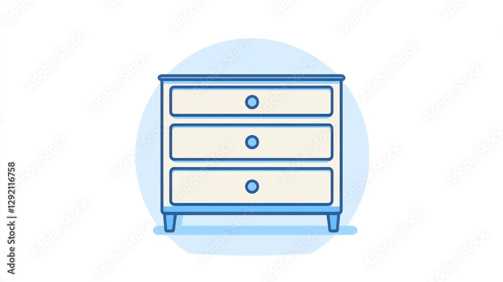 Simple Outline Illustration of a Chest of Drawers Simple Outline Illustration of a Chest of Drawers
