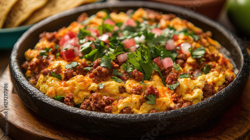 Huevos con Chorizo y Nopales - Scrambled eggs with chorizo and cactus, a healthy twist.