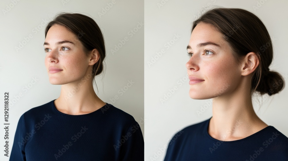 woman portrait in profile looking to the side woman portrait in profile looking to the side