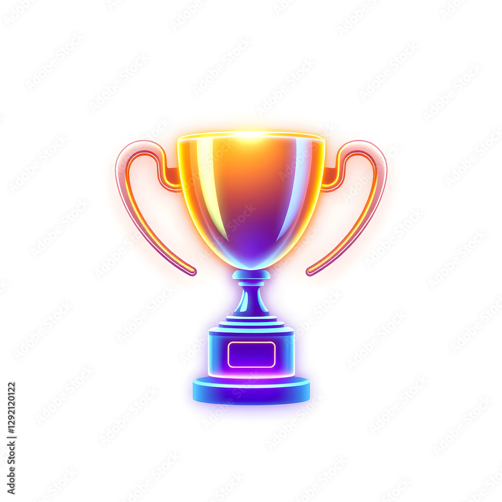 Trophy holographic 3D icon. neon symbol vector illustration isolated on white background. Generative AI Trophy holographic 3D icon. neon symbol vector illustration isolated on white background. Generative AI