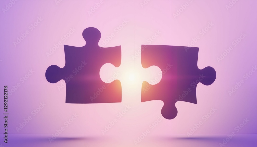 Puzzle pieces fitting together in pastel glow, symbolizing unity Puzzle pieces fitting together in pastel glow, symbolizing unity