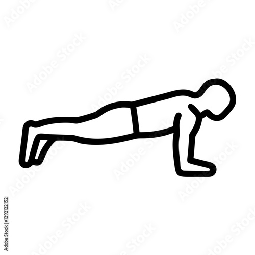 Push Up exercise silhouette on white background