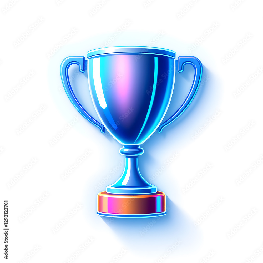 Trophy holographic 3D icon. neon symbol vector illustration isolated on white background. Generative AI Trophy holographic 3D icon. neon symbol vector illustration isolated on white background. Generative AI