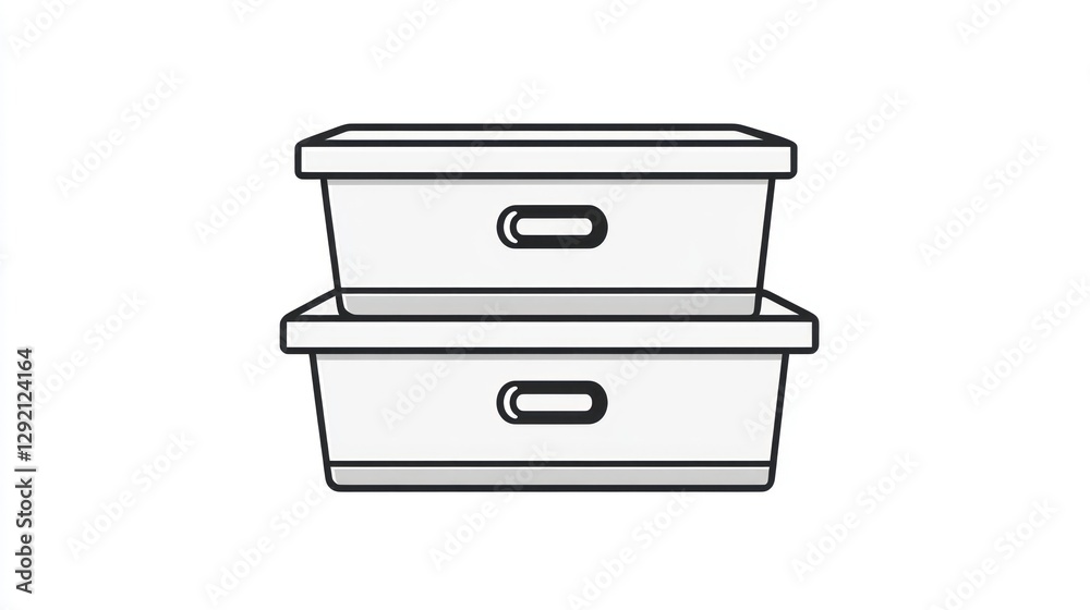 Stacked plastic storage boxes, home organization, white background, efficient storage solution Stacked plastic storage boxes, home organization, white background, efficient storage solution