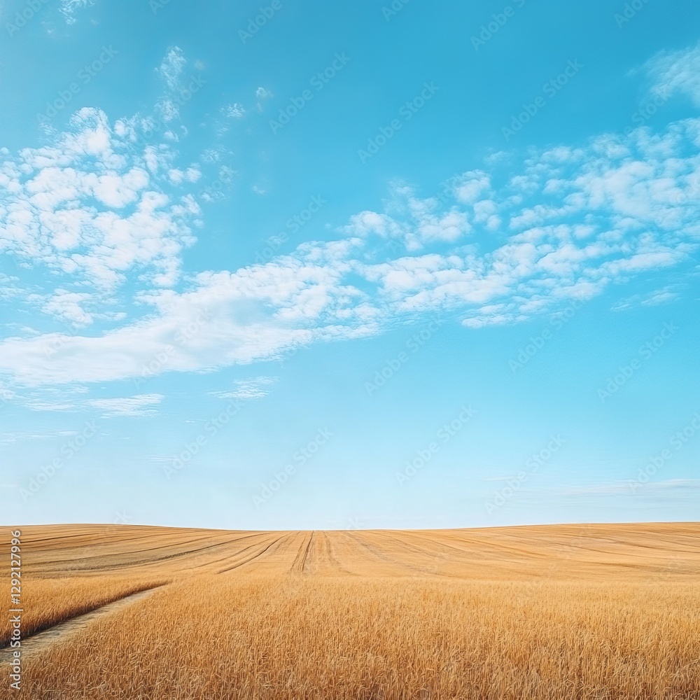 Golden wheat fields under blue sky rural landscape nature photography serene environment wide angle view Golden wheat fields under blue sky rural landscape nature photography serene environment wide angle view