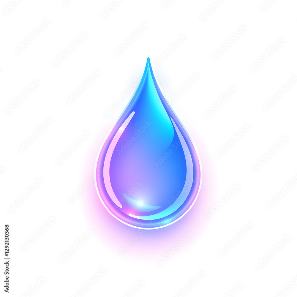 Water droplet holographic 3D icon. neon symbol vector illustration isolated on white background. Generative AI Water droplet holographic 3D icon. neon symbol vector illustration isolated on white background. Generative AI