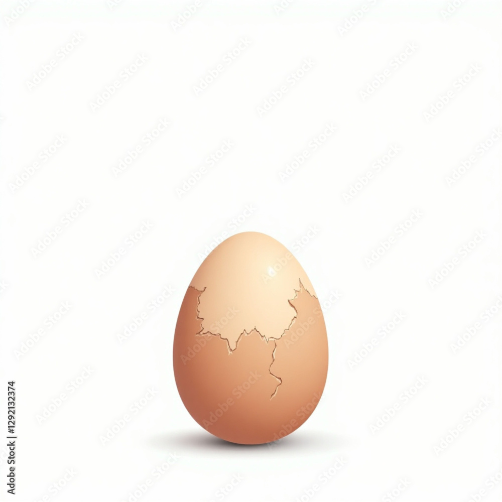 Vector illustration. Cracked easter egg, isolated on white and place for text isolated on a white background. Vector illustration. Cracked easter egg, isolated on white and place for text isolated on a white background.