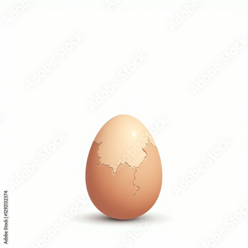 Vector illustration. Cracked easter egg, isolated on white and place for text isolated on a white background. 