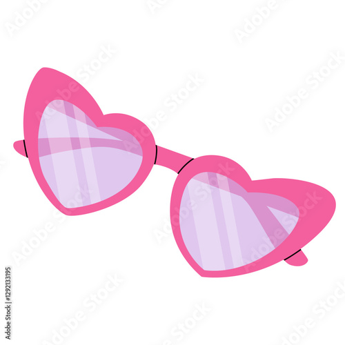 Trendy y2k pink heart-shaped sunglasses with a playful and stylish design. Perfect for fashion, glamour, beauty themes, and summer outfits. Teen girl of 90s 2000s pop aesthetic. Elegant and chic.