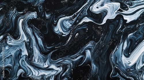 Abstract Black Ink Swirls in Water Creating Creative Background Art