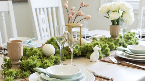 decorate easter table natural elements like eggshells spanish moss catkins unique photo