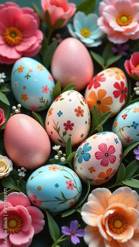 decorated eggs floral accents surrounding closely visually appealing decorated eggs floral accents surrounding closely visually appealing