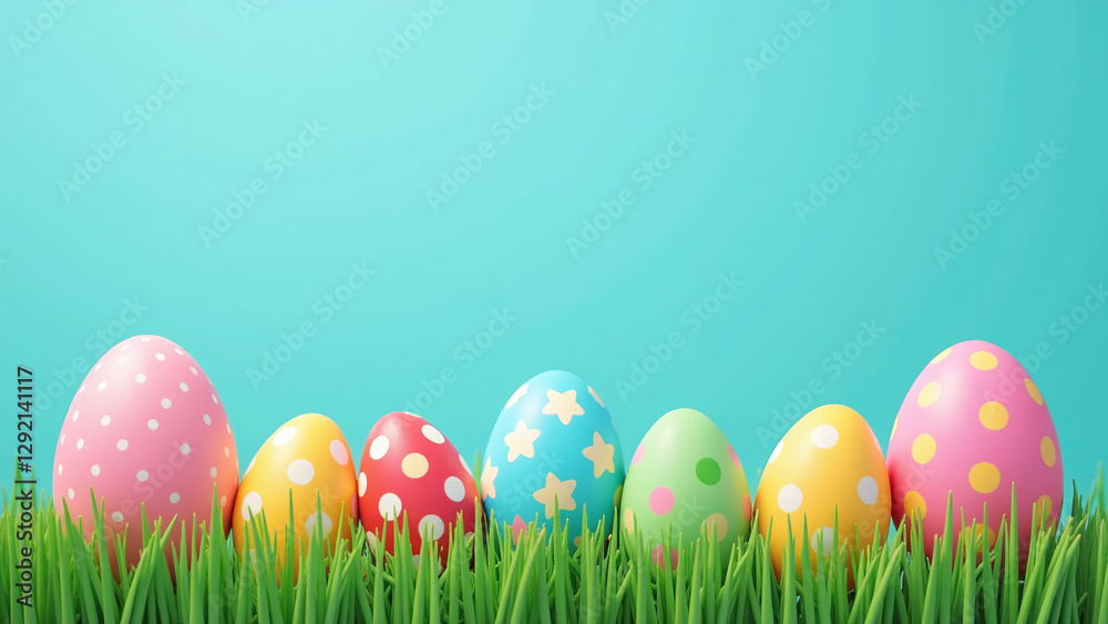 easter egg banner rendered bright colors turquoise easter egg banner rendered bright colors turquoise