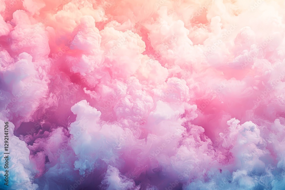 Fototapeta premium Dreamy clouds with soft sunlight, free area.