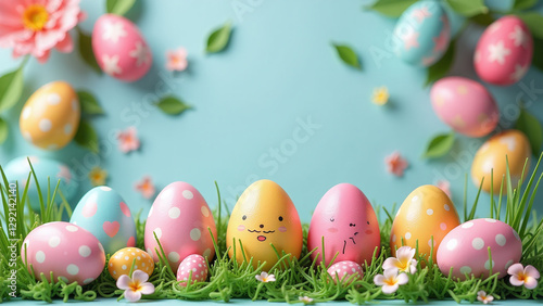 easter eggs celebrated greetings presents joyful time surrounded colorful