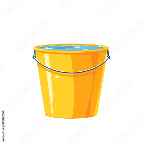 Vector clipart illustration of bucket filled with water isolated on a white background