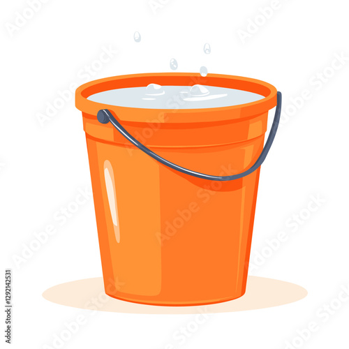 Vector clipart illustration of bucket filled with water isolated on a white background