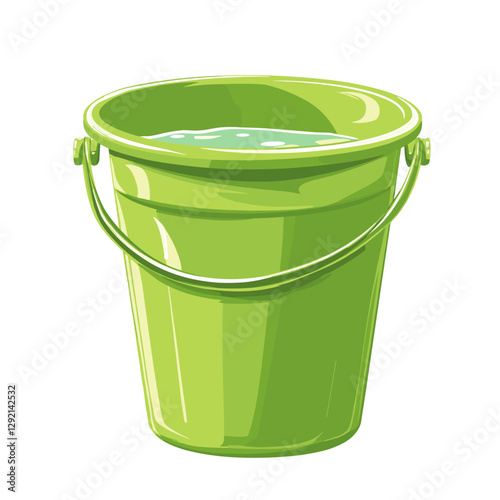 Vector clipart illustration of bucket filled with water isolated on a white background
