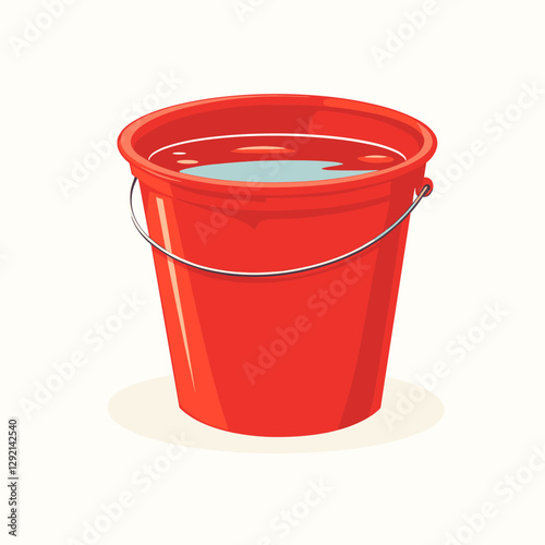 Vector clipart illustration of bucket filled with water isolated on a white background