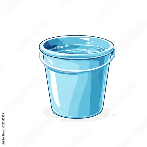 Vector clipart illustration of bucket filled with water isolated on a white background