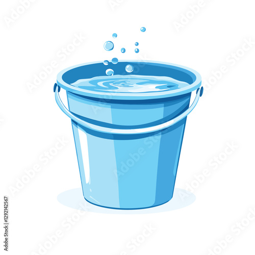 Vector clipart illustration of bucket filled with water isolated on a white background