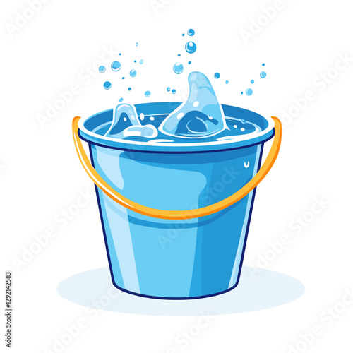Vector clipart illustration of bucket filled with water isolated on a white background