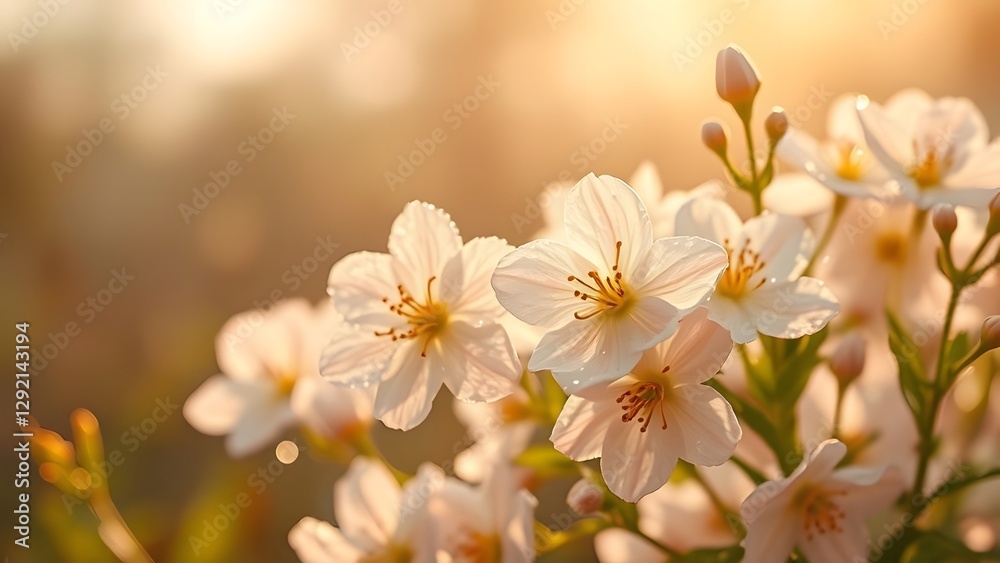 Fototapeta premium Ethereal Blooms Tranquil Spring Morning in Gold and Cream