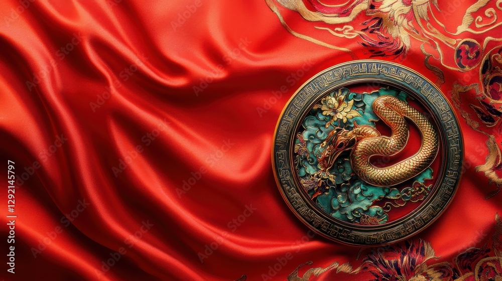 Obraz premium Traditional Chinese Jewelry on Red Silk Background