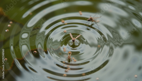Mosquito larvae developing in stagnant water, a major breeding ground for Aedes aegypti, the vector of dengue and Zika viruses