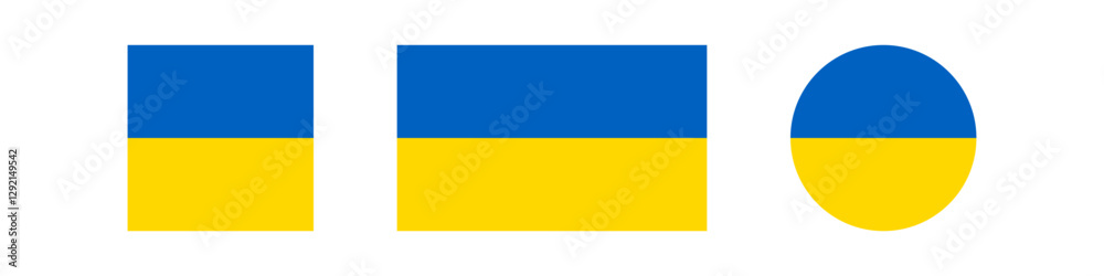 Ukraine flag. Flag of Ukraine. National symbol. Square, round and heart shape. Ukrainian flag symbol. Blue and yellow illustration. Stock vector illustration Ukraine flag. Flag of Ukraine. National symbol. Square, round and heart shape. Ukrainian flag symbol. Blue and yellow illustration. Stock vector illustration