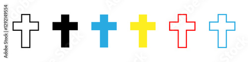 Christian cross vector symbol or icon. Christianity religion symbol
