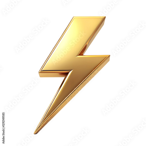 3d gold lightning bolt isolated on white background