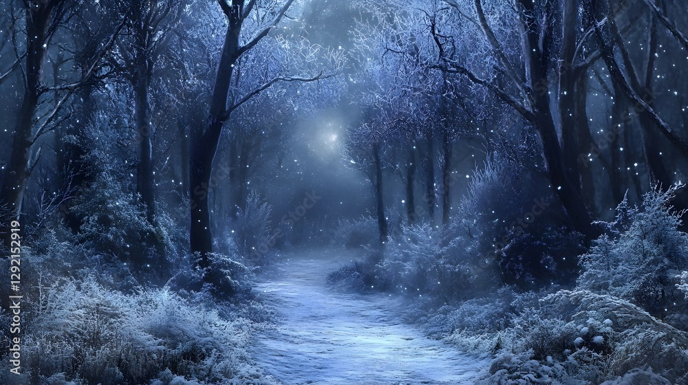 Obraz premium A winter forest its trees covered in a thick layer of ice