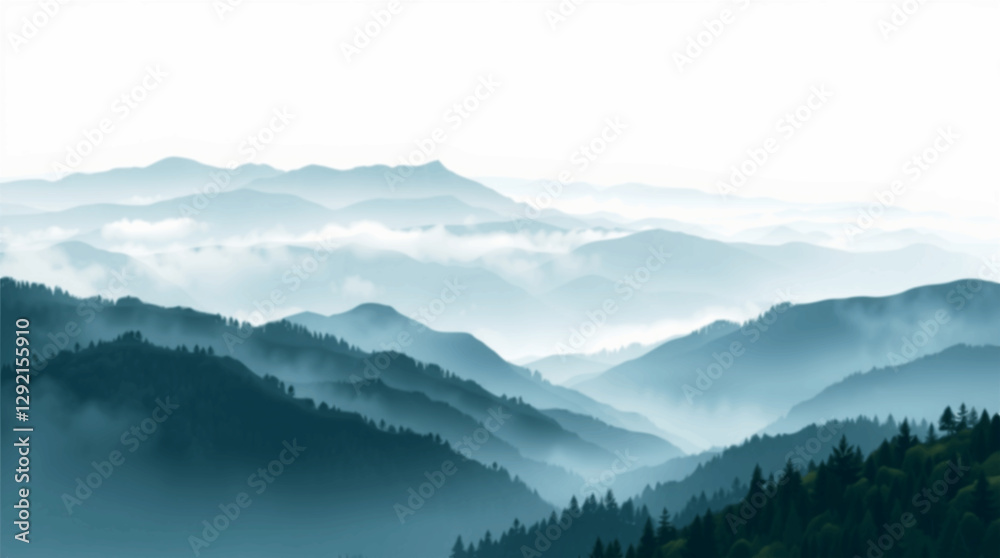 Outline misty mountain valley minimalist and elegant vector landscape. Outline misty mountain valley minimalist and elegant vector landscape.