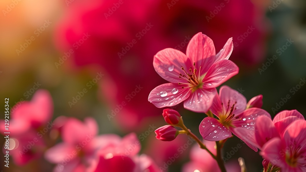Velvety Spring Morning Dewdrops on Blooming Flowers Velvety Spring Morning Dewdrops on Blooming Flowers