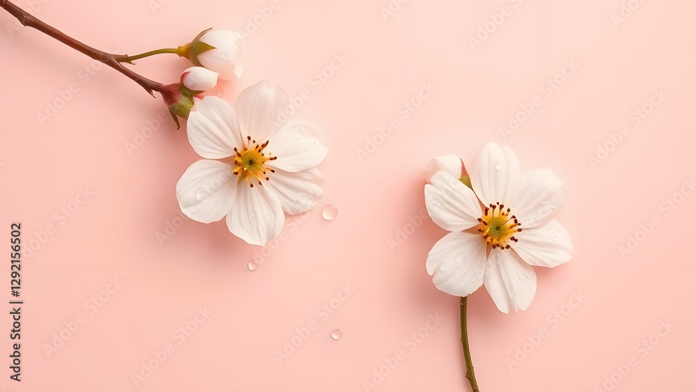 Freshness in Bloom Dewy Spring Morning on Soft Gradient Background Freshness in Bloom Dewy Spring Morning on Soft Gradient Background