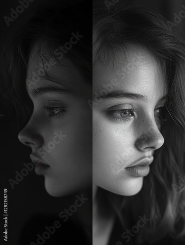 Mood transformation from sadness to contentment showcasing emotional progression and self discovery. Generative AI photo