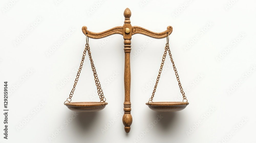 Antique wooden balance scales on white background Antique wooden balance scales on white background