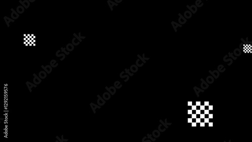 Glitchy Blinking Hollow Checkerboard Squares, with Alpha Channel , loop , Modern & Retro