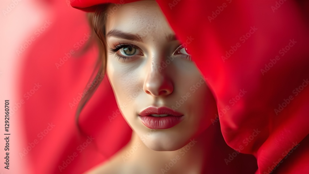 Enchanting Feminine Abstract Art Hyper-realistic Details on Deep Red Velvet Enchanting Feminine Abstract Art Hyper-realistic Details on Deep Red Velvet