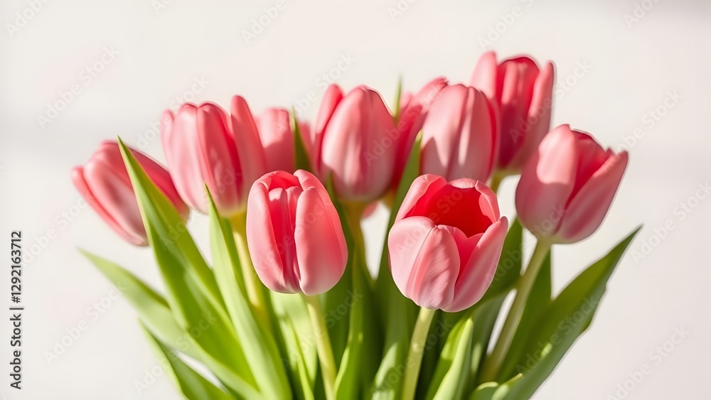 Obraz premium Soft Light Tulip Bouquet High Contrast Drama Against Pastel Reflections