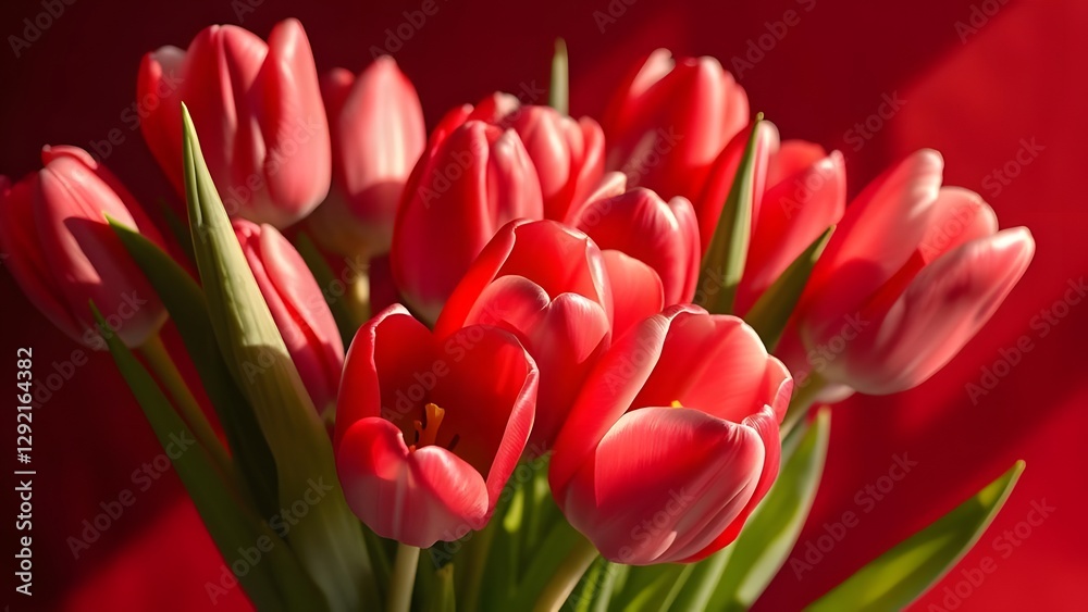 Obraz premium Velvety Tulip Bouquet Hyper-realistic Beauty in Soft Daylight